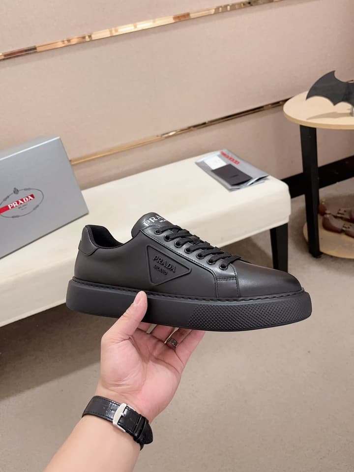 Prada Men's Air Cushion Sneakers in Dark Grey Monochromatic