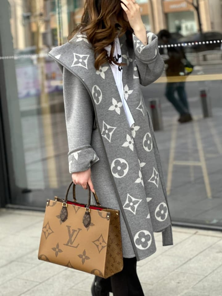 Louis Vuitton Long Wool Overcoat in Gray Monogram Coat