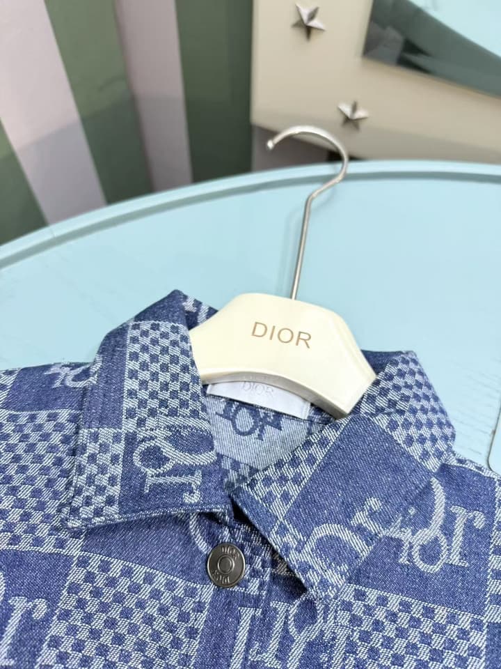 Dior Kids Two-Piece Set: Printed Jacket and Washed Denim Jeans – 2025SS – Kids Collection in Blue Logo Denim Set