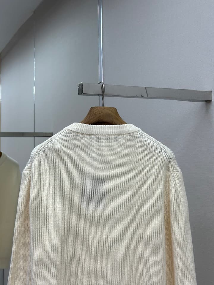 Louis Vuitton Logo Embroidered Knit Sweater in Creamy Off-white Knit
