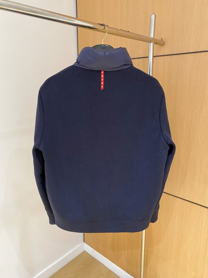 Prada Spliced Knit Down Jacket – FW2024 in Black Knit Down Jacket