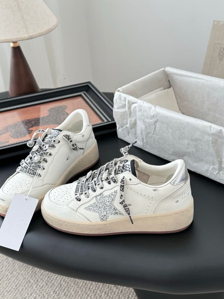 Golden Goose Graffiti Distressed Sneakers – 2024 Collection in White With Plain Laces