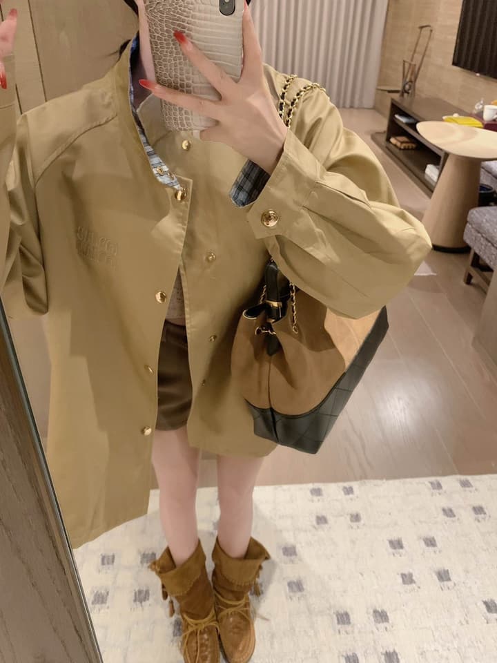 Miu Miu Plaid Trench Coat – 25FW in Blue Plaid