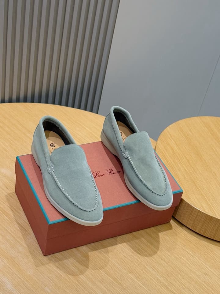 Loro Piana Italian Handmade Suede Loafers in Camel Brown Suede