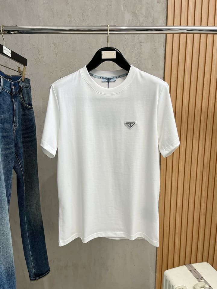 Prada Letter Logo Cotton T-Shirt – Spring/Summer Collection – 2025 in White T-shirt