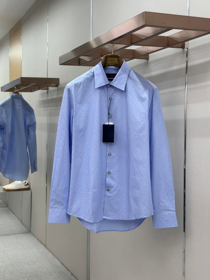 Louis Vuitton Jacquard Long-Sleeve Shirt in Light Blue Jacquard