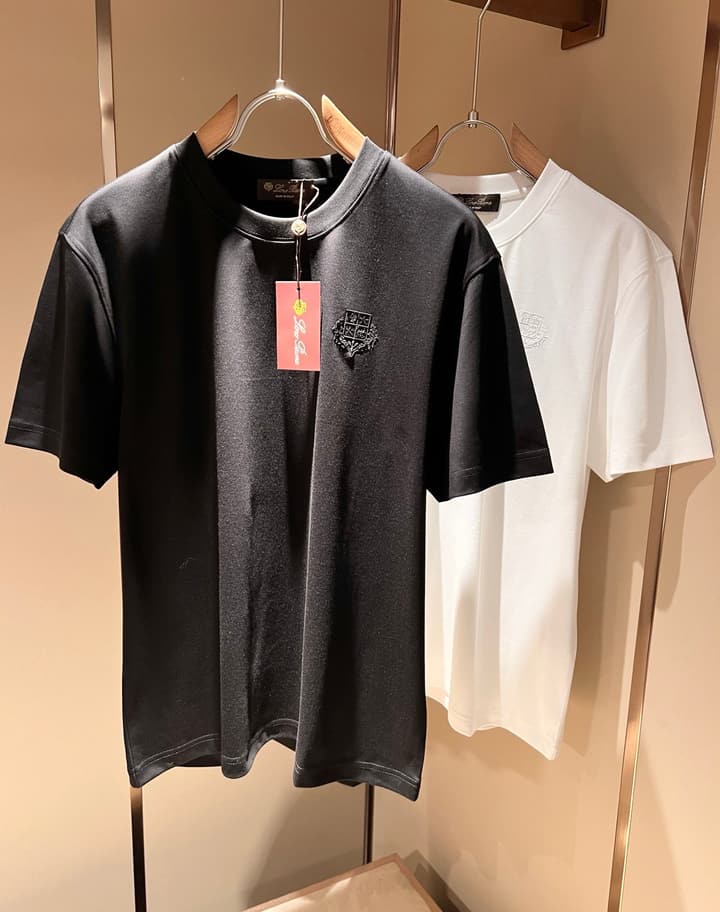 Loro Piana Men's Logo Rubberized Short Sleeve T-Shirt – Spring/Summer 2025 in Charcoal Gray