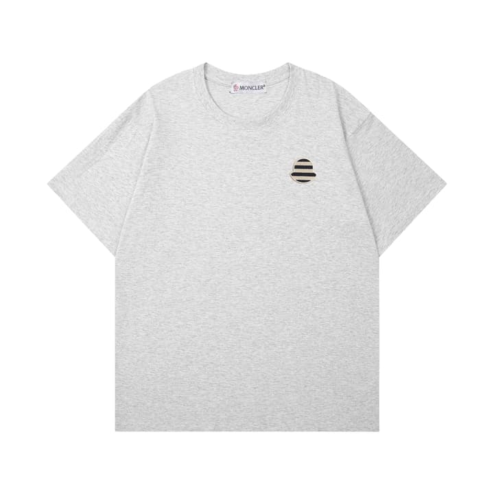 Moncler Woven Embroidered Logo Cotton T-Shirt in Black