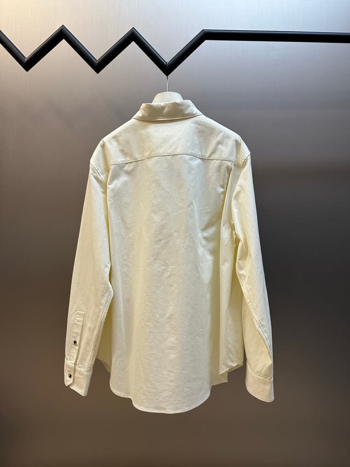 Loewe Embroidered Pocket Lyocell Long-Sleeve Shirt in Off-White