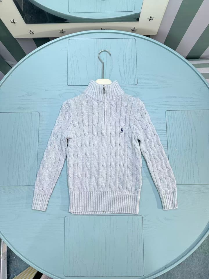 Ralph Lauren Polo Boys' Striped Knit Sweater – Kids Collection – 2025SS in Dark Navy Cable Knit