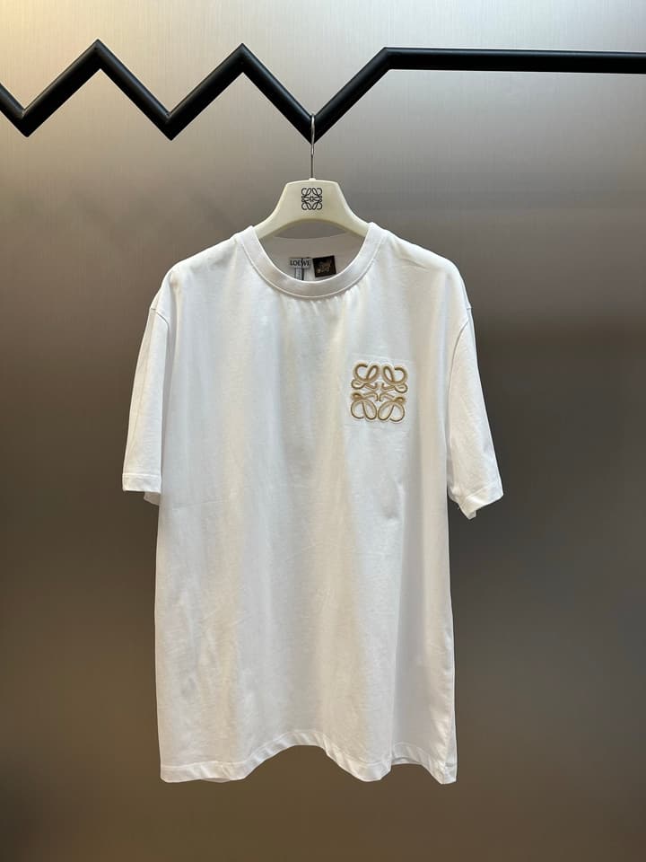 Loewe Double Anagram Embroidery Crewneck T-Shirt in Black