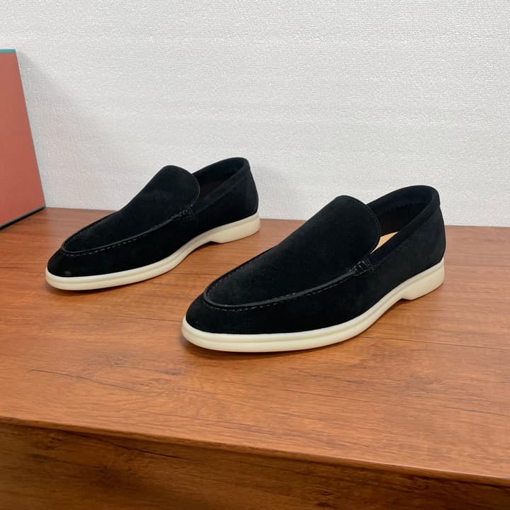 Loro Piana Suede Slip-On Loafers in Black Suede