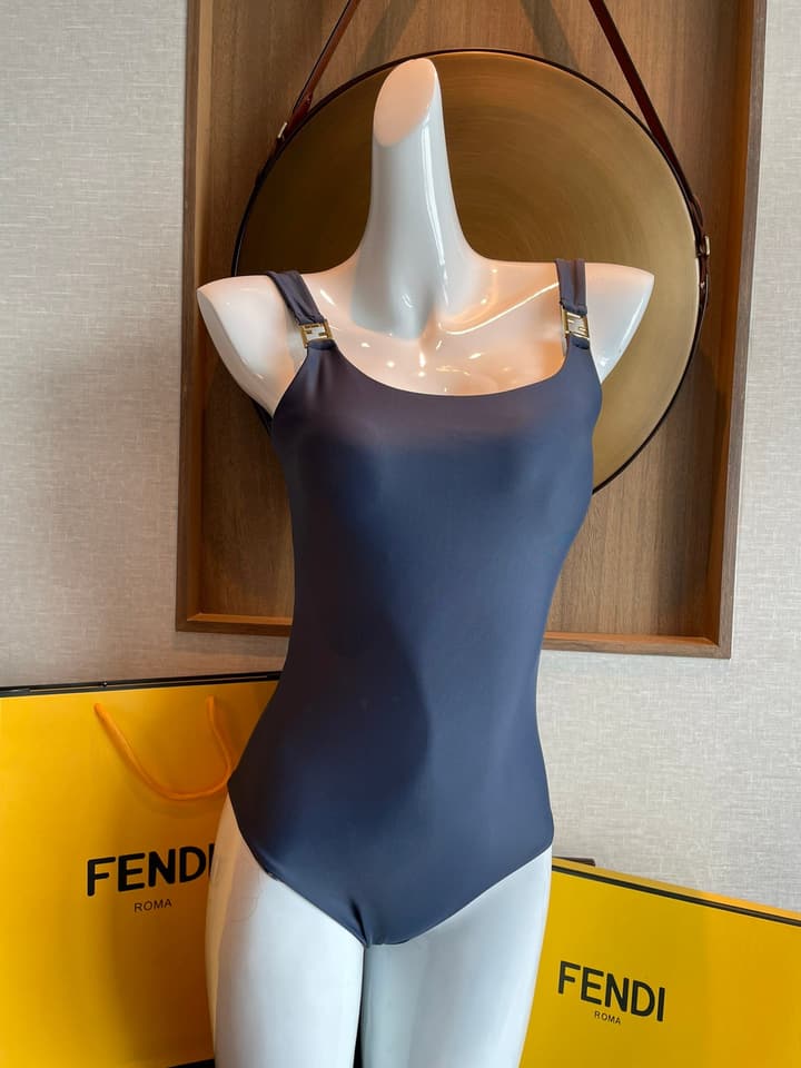 Fendi Versatile One-Piece Bikini Swimsuit in Brown Ff Logo Bikini