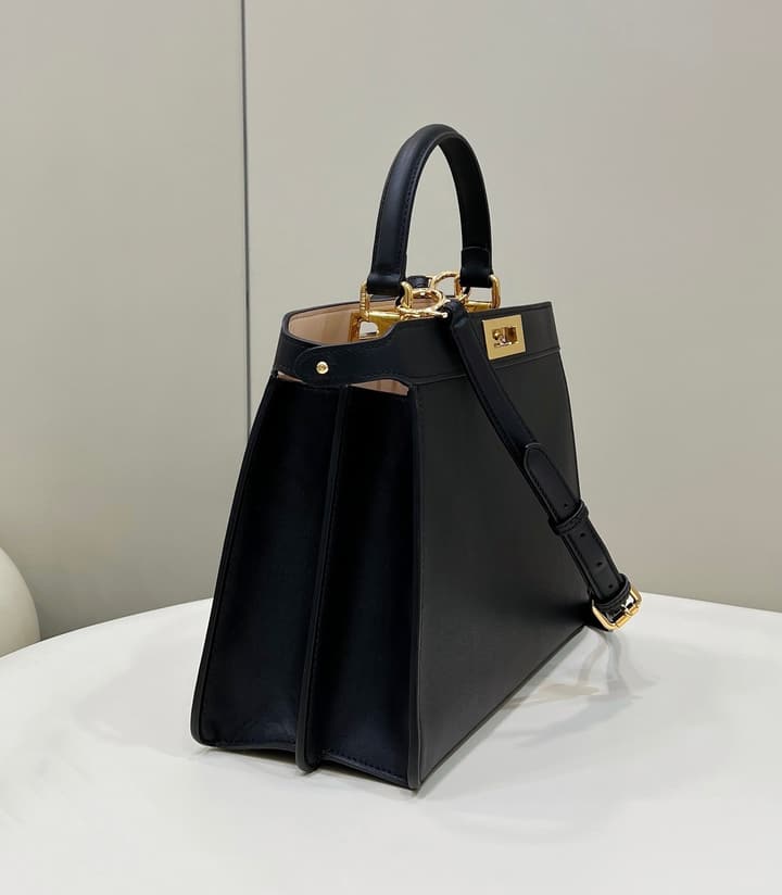 Fendi Peekaboo I See U Handbag in Black With Light Pink Pouch