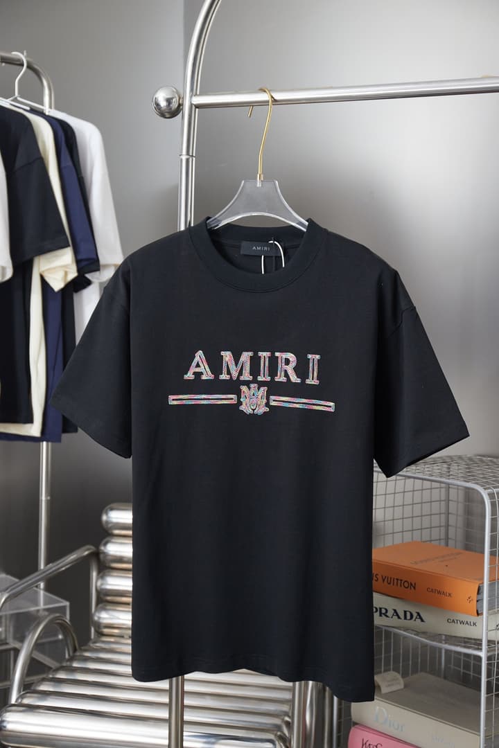 Amiri Embroidered Letter T-Shirt – 26SS Early Spring Collection in Black