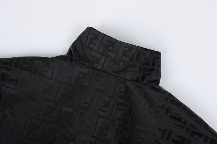 Fendi Stand-Collar Nylon Bomber Jacket in Black Jacquard Bomber Jacket