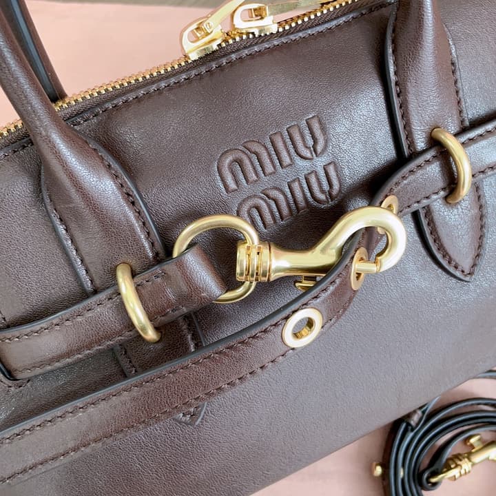 Miu Miu Aventure Nappa Leather Bowling Bag