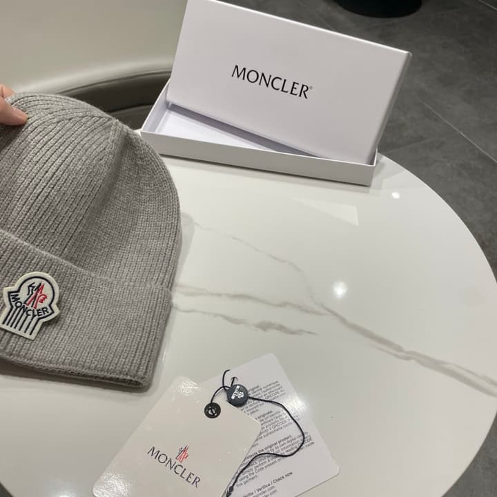 Moncler Knitted Beanie Hat in Classic Black