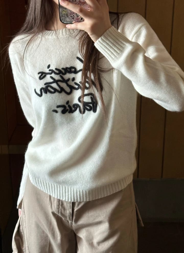 Louis Vuitton Embroidered Knit Sweater in Khaki