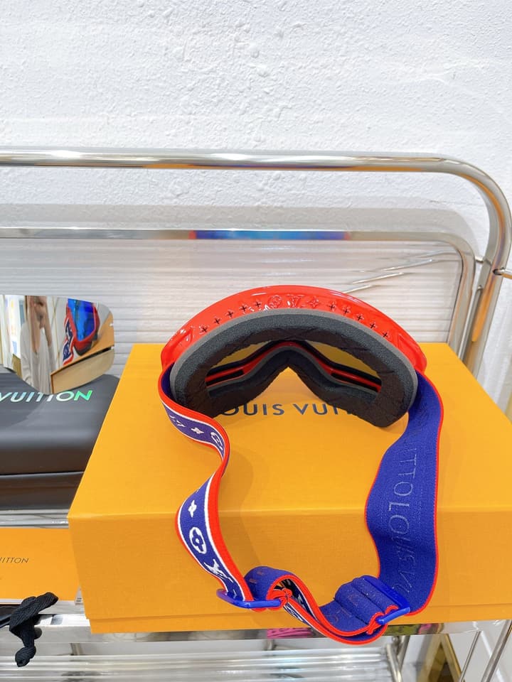 Louis Vuitton Ski Goggles in Blue Iridescent Lens With Red Frame