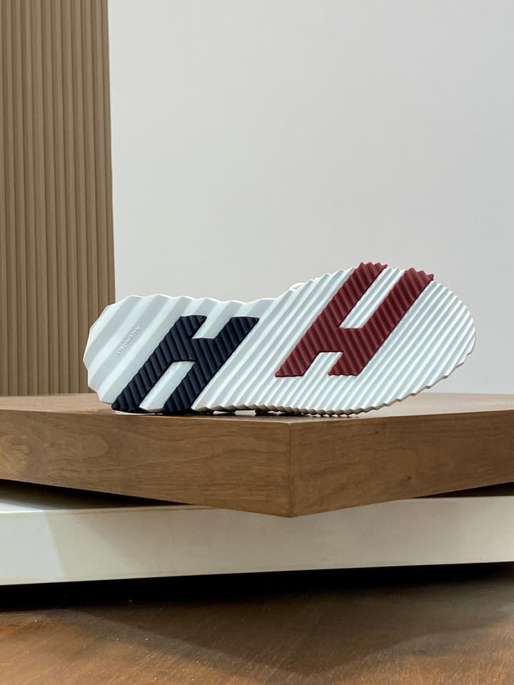 Hermès Suede and Denim Canvas Sneakers in Black And White