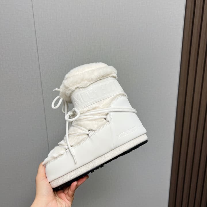 Moon Boot Fluffy Snow Boots – 2024FW in Beige