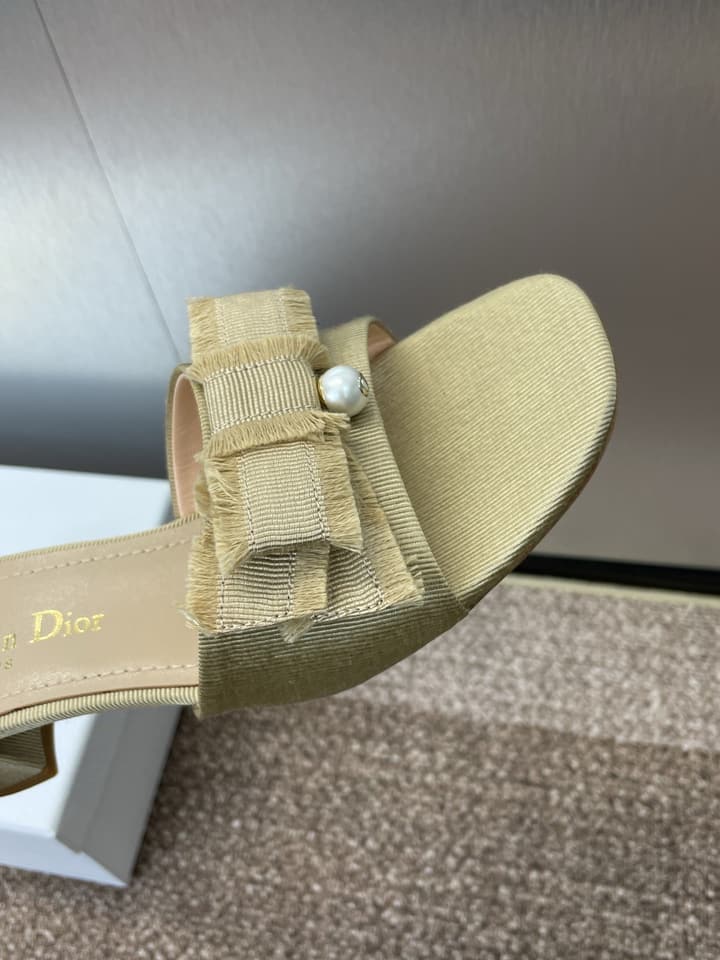 Dior J'Adior Adiorble Tassel Peep-Toe Heeled Sandals – 2025 Spring/Summer Collection in Beige Woven