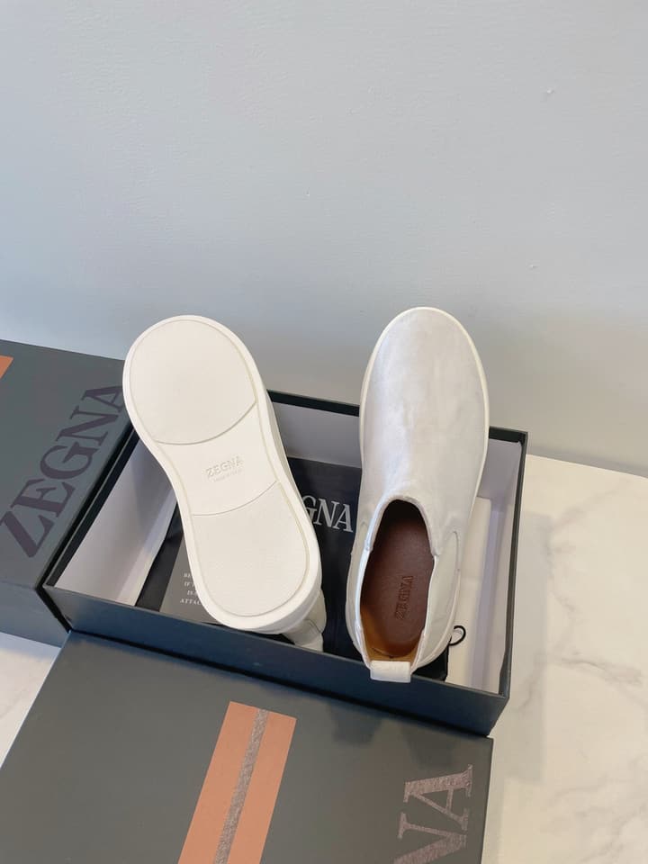 Zegna COUTURE Triple Stitch Leather Sneakers in Black Suede With Dark Sole
