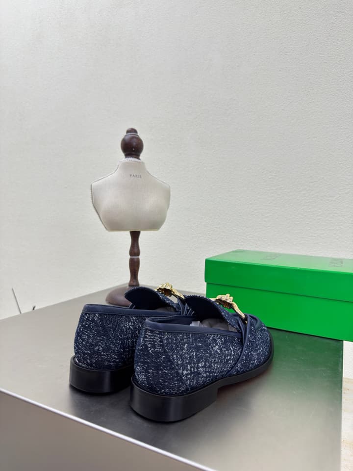 Bottega Veneta Astaire Washed Denim Loafers in Blue Washed Denim
