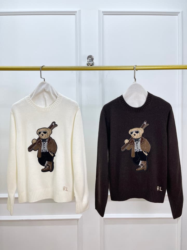Ralph Lauren Polo Bear Cashmere Wool Knit Sweater in Black Polo Bear Sweater