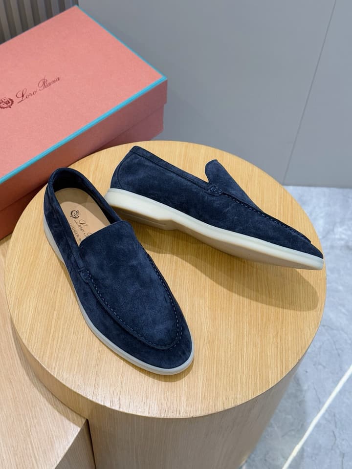 Loro Piana Italian Handmade Suede Driving Shoes in Black Suede