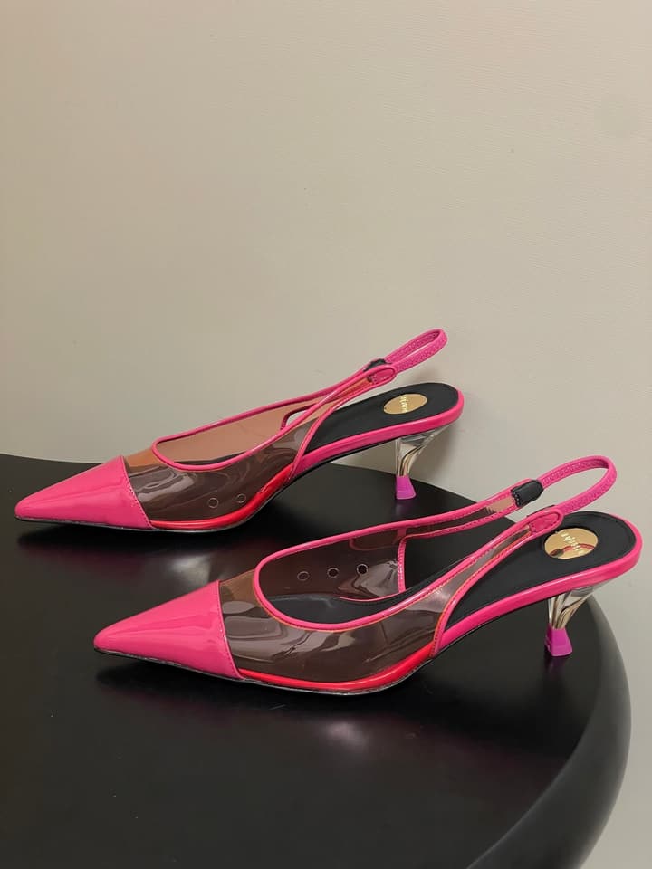 Saint Laurent Pointed PVC Slingback Sandals – 26SS in Beige