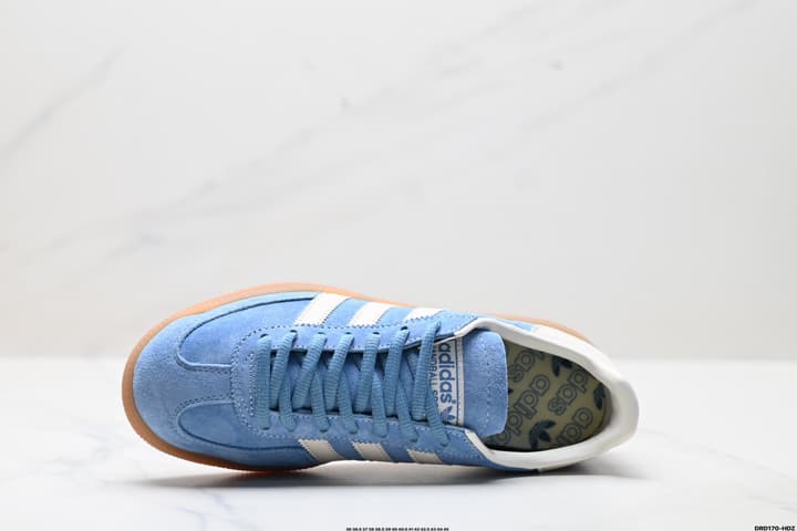 Adidas Handball Spezial Retro Sneakers in Navy Suede With Pastel Stripes