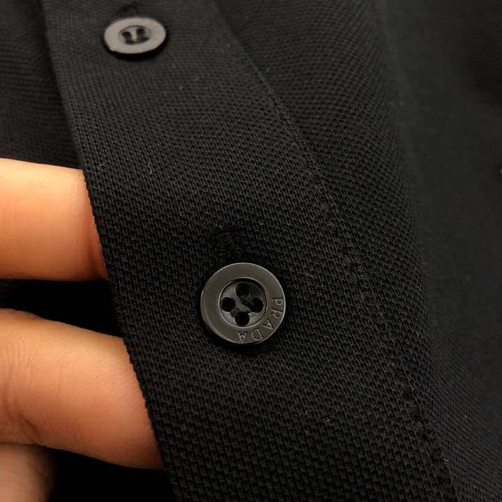 Prada Embroidered Triangle Logo Polo Shirt – 2026SS in Black