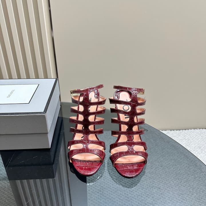 Tom Ford Metallic Slingback Mesh Heels – 2024 Runway Collection in Beige