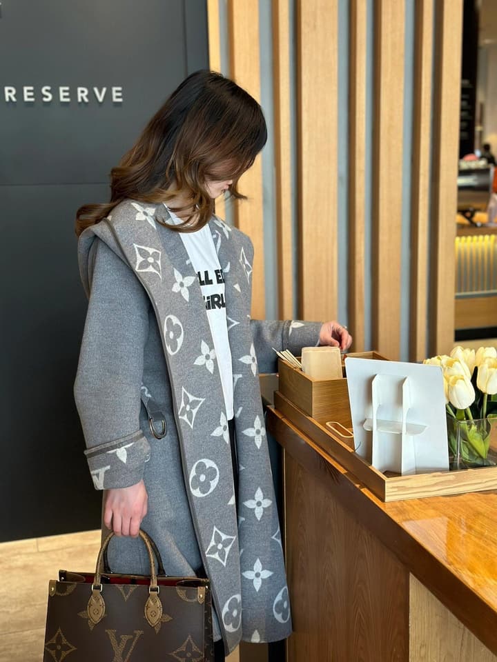Louis Vuitton Long Wool Overcoat in Gray Monogram Coat