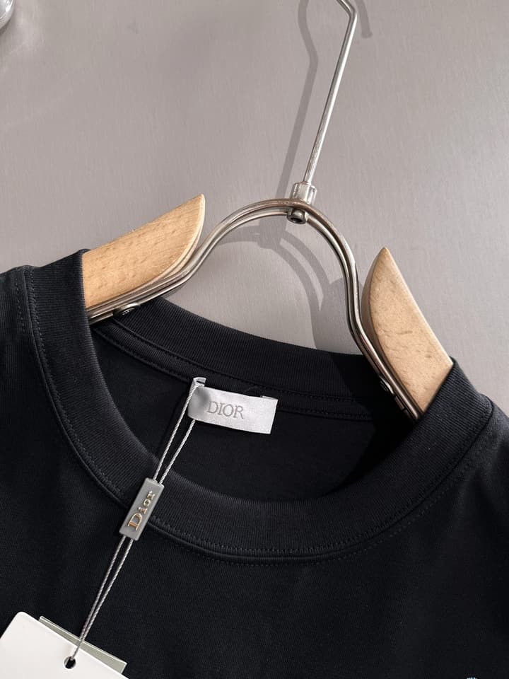 Dior Leaf Embroidery Flocked CD Logo T-Shirt – 2025 in Black