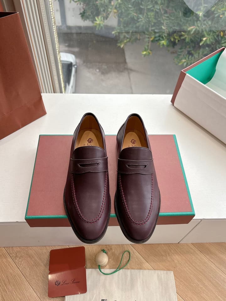 Loro Piana Classic Loafers in Burgundy Leather