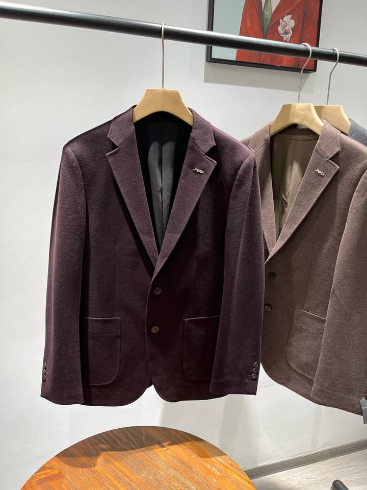 Zegna Men's Wool Houndstooth Blazer – 2025FW in Deep Burgundy Houndstooth