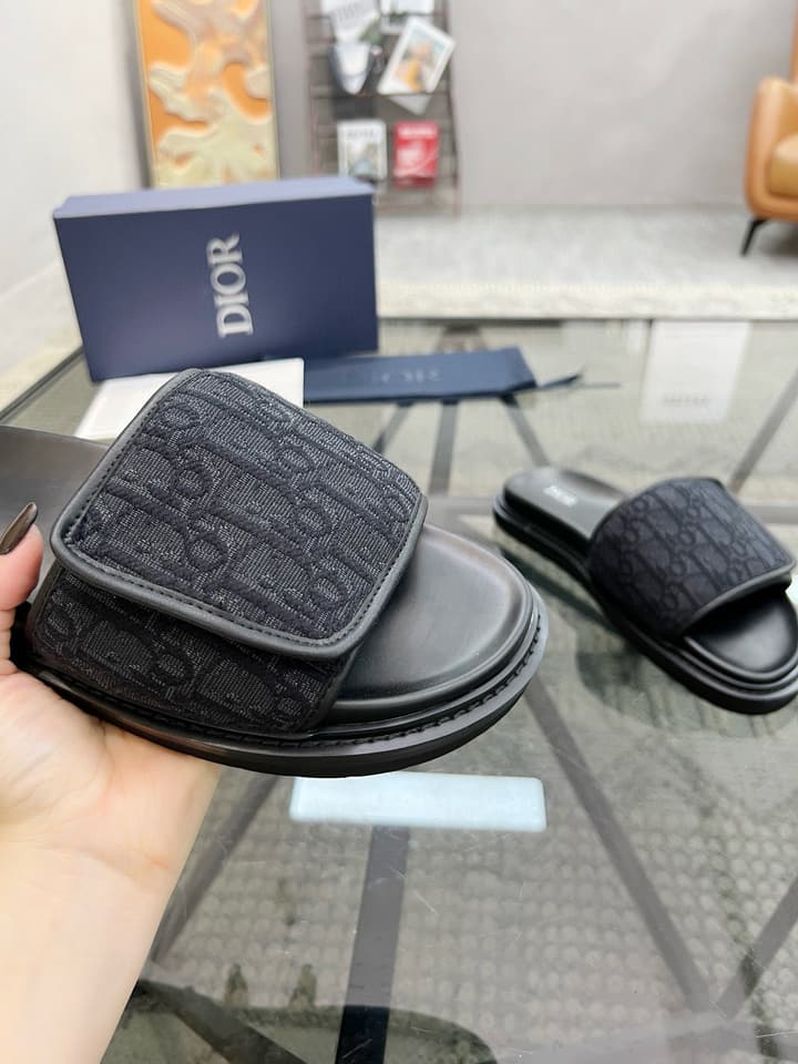 Dior Luxury Slides in Black Textured