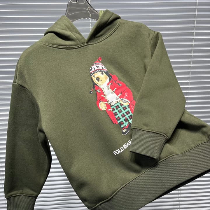 Ralph Lauren Bear Graphic Plush Lined Hoodie – Kids Collection in Dark Navy