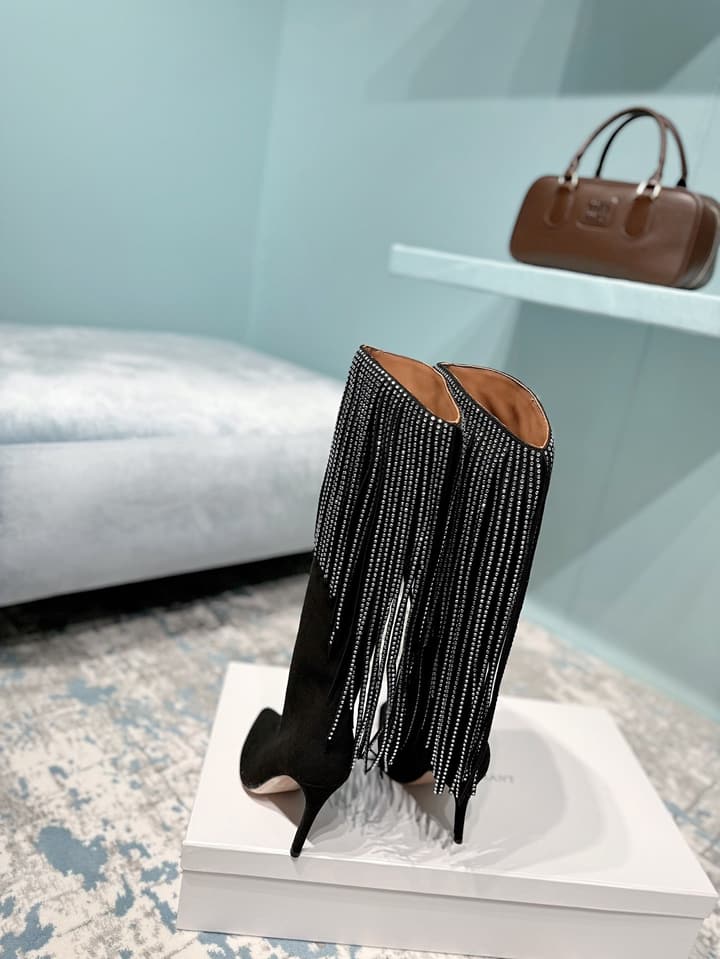 Paris Texas Suede Heels – 24FW in Black Suede Fringe