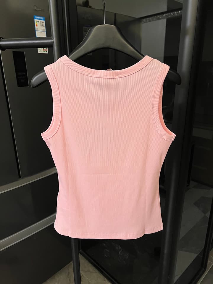 Miu Miu Ribbed Cotton Logo Tank Top – 25SS in Grey