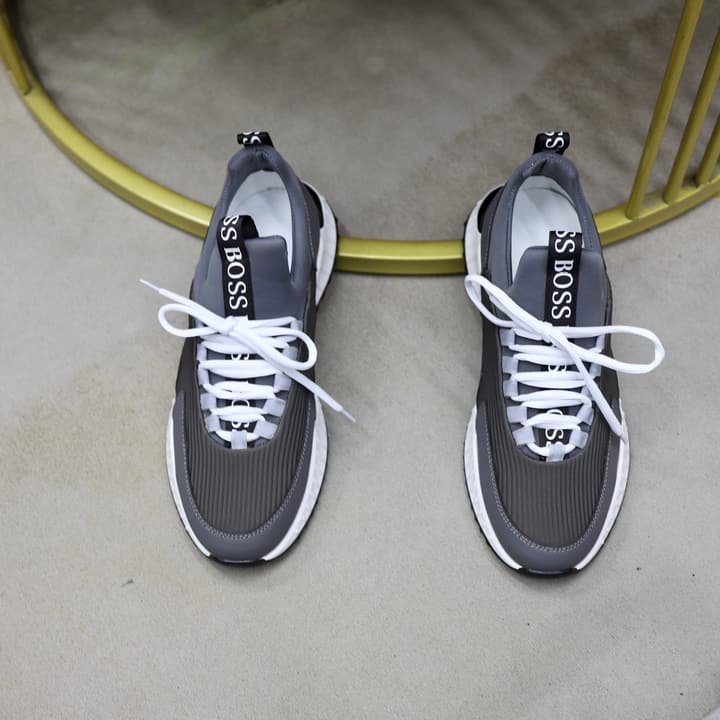 Boss Men's Knit Sneakers in Black Laced