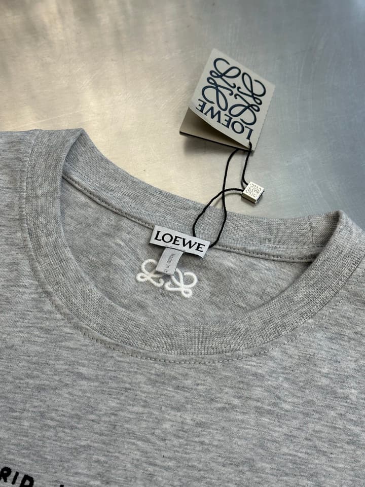 Loewe Anniversary Lion Patch Crewneck T-Shirt in Grey