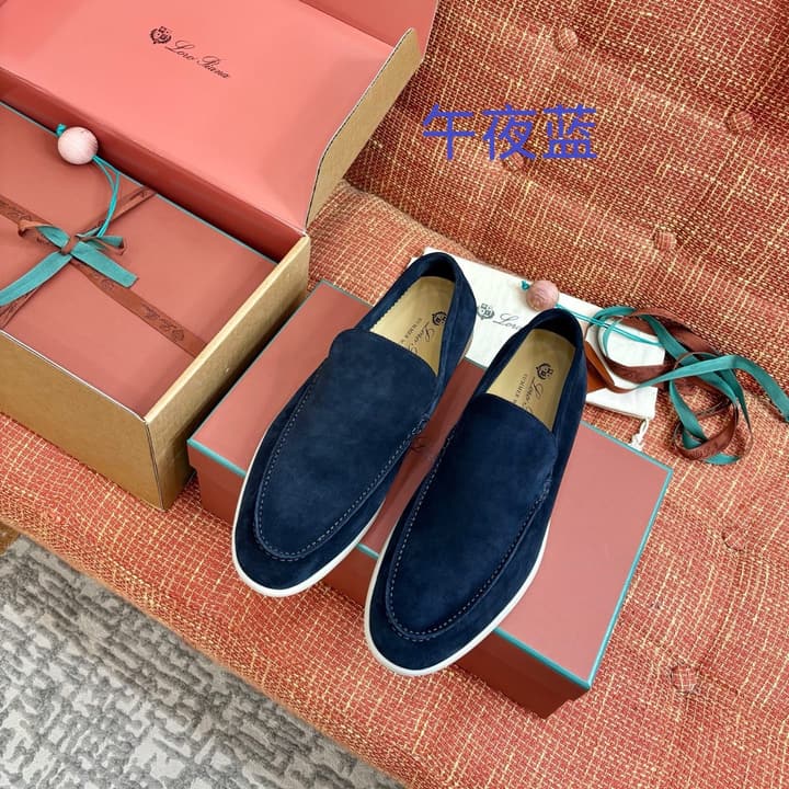 Loro Piana Suede Loafers in Dark Blue