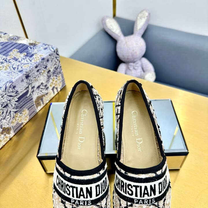 Dior Granville Embroidered Espadrille Flats in Beige/brown Oblique Pattern