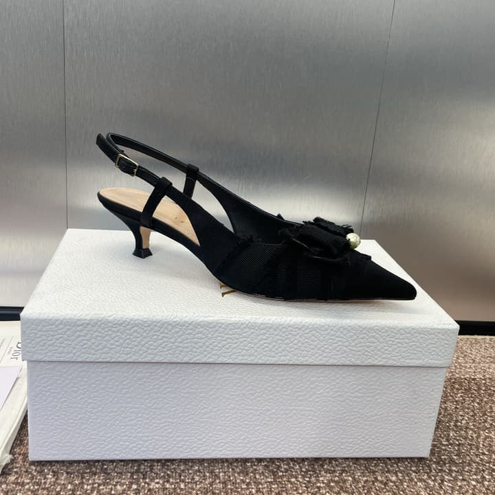 Dior J'Adior Adiorble Tassel Bow Pearl Heeled Sandals – 2024 Spring/Summer Collection in Black Velvet Front