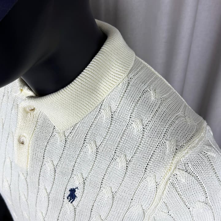 Ralph Lauren Classic Cable Knit Polo Sweater in Black