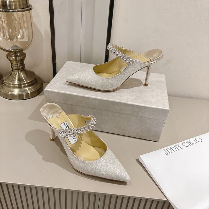 Jimmy Choo Ice Silver Glitter Pointed-Toe Pumps in Ice Silver Glitter